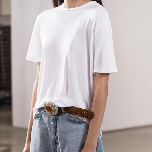 Zara Leather Belt With Hewn Buckle main image 8